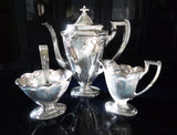 Antique Silver Plate Tea Set Hand Chased Barbour Silver Tea and Coffee Sets