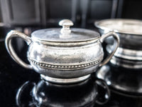 Vintage Silver Soldered Hotel Restaurant Sugar Bowl And Bowl Reed & Barton And Grand Silver Co Hotel Military RR Silver