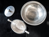 Vintage Silver Soldered Hotel Restaurant Sugar Bowl And Bowl Reed & Barton And Grand Silver Co Hotel Military RR Silver