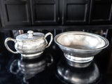 Vintage Silver Soldered Hotel Restaurant Sugar Bowl And Bowl Reed & Barton And Grand Silver Co Hotel Military RR Silver