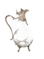 Italian Pewter And Glass Wine Decanter Carafe Very Ornate Work Barware