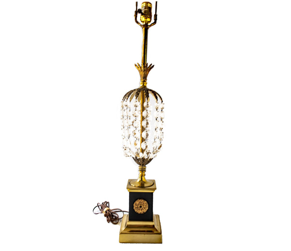 Vintage Black Brass And Crystal Table Lamp Westwood Industries Lighting