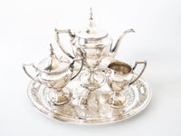 Vintage Pairpoint Silver Plate Tea Set With Tray Art Deco Tea and Coffee Sets