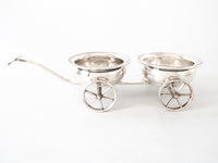 Vintage Silver Plate Double Wine Trolley Wagon Cart Silver And Silverplate