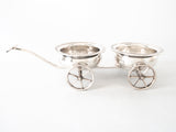 Vintage Silver Plate Double Wine Trolley Wagon Cart Silver And Silverplate