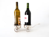 Vintage Silver Plate Double Wine Trolley Wagon Cart Silver And Silverplate