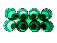 Vintage Emerald Green and Gold Murano Crystal Decanter With 8 Glasses Barware