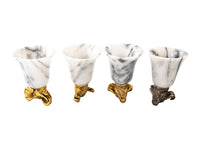 Vintage Stirrup Cups Hunt Cups Set Of Four Marble and Metal Barware