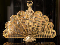 Vintage Brass Fireplace Screen Fan Peacock Tail Victorian Fireplace Screens