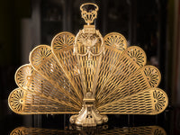 Vintage Brass Fireplace Screen Fan Peacock Victorian Art Nouveau Hollywood Regency Fireplace Screens