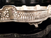 Vintage XL Castilian Silver Serving Tray With Handles And Feet Trays
