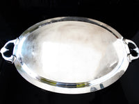 Antique Silver Plate Serving Tray Portrait Medallion Faces Greek Revival Large Trays