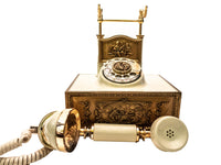 Vintage Rotary Phone Cream And Gold Victorian Style Princess Phone Western Electric