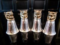 Vintage Stirrup Cups Silverplate P & S Club Tiger Head Barware