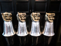 Vintage Stirrup Cups Silverplate P & S Club Tiger Head Barware