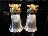 Vintage Stirrup Cups Wine Goblets Silverplate P & S Club Tiger Head Barware