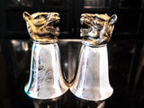 Vintage Stirrup Cups Wine Goblets Silverplate P & S Club Tiger Head Barware