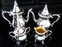 Vintage Silver Plate Coffee Tea Service Set La Reine By Wallace Tea and Coffee Sets