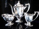 Antique Silver Plate Tea Set Hand Chased Barbour Silver Tea and Coffee Sets