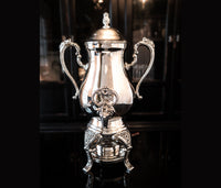 Vintage Silver Plate Coffee Urn Samovar With Burner Ornate Tea and Coffee Sets