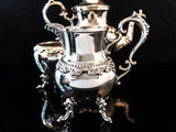 Vintage Silver Plate Teapot Set Grapes Birmingham Silver Co Bsc Silver On Copper Tea and Coffee Sets