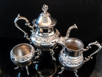 Vintage Silver Plate Teapot Set Grapes Birmingham Silver Co Bsc Silver On Copper Tea and Coffee Sets
