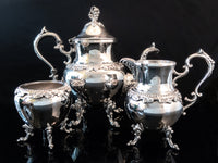 Vintage Silver Plate Teapot Set Grapes Birmingham Silver Co Bsc Silver On Copper Tea and Coffee Sets