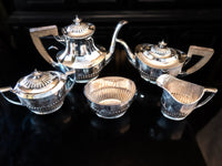Antique Edwardian Queen Anne Style Silver Plate Tea Set Coffee Service Reed And Barton Tea and Coffee Sets