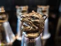 Vintage Stirrup Cups Silverplate P & S Club Tiger Head Barware
