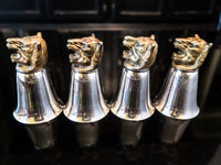 Vintage Stirrup Cups Silverplate P & S Club Tiger Head Barware