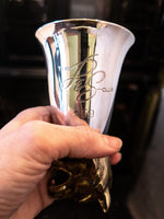 Vintage Stirrup Cups Wine Goblets Silverplate P & S Club Tiger Head Barware