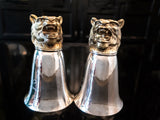 Vintage Stirrup Cups Wine Goblets Silverplate P & S Club Tiger Head Barware