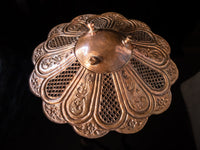 Hand Chased Copper Bowl Open Work Lattice Made In Greece Trays