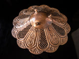 Hand Chased Copper Bowl Open Work Lattice Made In Greece Trays