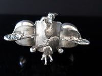 Victorian Silver Plate Egg Cup Condiment Caddy Figural Foxes Rare Silver And Silverplate