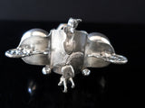 Victorian Silver Plate Egg Cup Condiment Breakfast Caddy Figural Foxes Rare