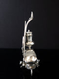 Victorian Silver Plate Egg Cup Condiment Caddy Figural Foxes Rare Silver And Silverplate
