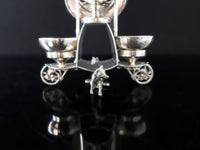 Victorian Silver Plate Egg Cup Condiment Caddy Figural Foxes Rare Silver And Silverplate