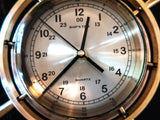 Vintage Solid Brass Nautical Ships Wheel Clock