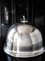 Large Antique Silver Soldered Meat Dome Food Cloche Hotel Silver Hotel Military RR Silver