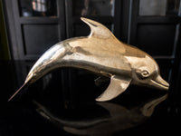 Large Brass Dolphin Fish Sculpture Statue 14" Chinoiserie Hollywood Regency
