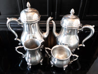 Vintage Colonial Pewter Coffee And Tea Set By Boardman Ram's Face Footed Tea and Coffee Sets