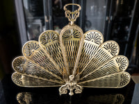 Vintage Brass Fireplace Screen Fireplace Fan Peacock Griffin Gargoyle Art Deco/ Art Nouveau