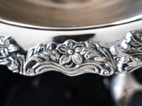 Vintage XL Silver Plate Floral Punch Bowl Set With 12 Cups And Ladle Silver And Silverplate