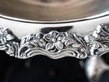 Vintage XL Silver Plate Floral Punch Bowl Set With 12 Cups And Ladle Silver And Silverplate