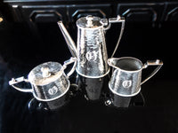 Antique Silver Plate Tea Set Hammered Quadruple Plate Great Condition! Tea and Coffee Sets