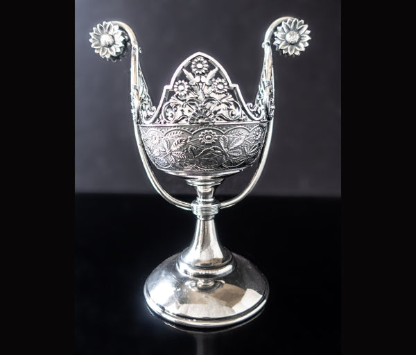Antique Silver Plate Celery Vase Candle Holder Figural Flowers James Tufts Silver And Silverplate