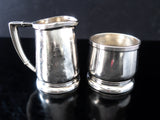 Vintage Hilton Hotel Silver Soldered Creamer And Sugar Bowl Hotel Military RR Silver