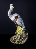 The Townsends Ceramics Blue Heron Statue 17" Tall 1981 Chinoiserie