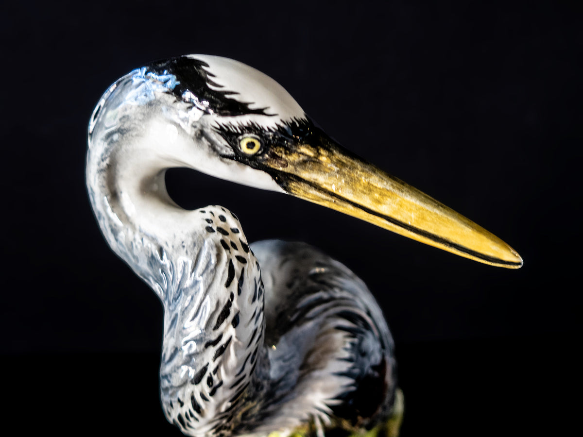 The Townsends Ceramics Blue Heron Statue 17" Tall 1981 InventifDesigns